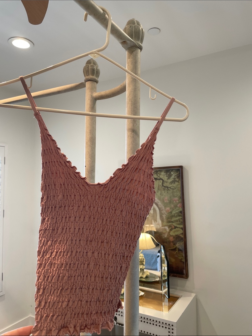 Free People Dusty Rose Smocked Tank Top
